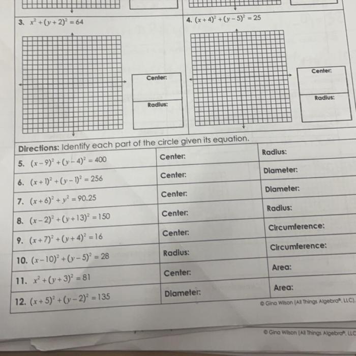 Unit 10 circles homework 2